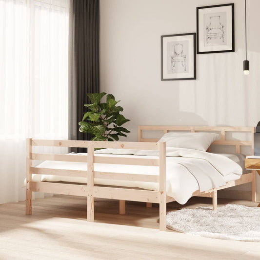 Berkfield Bed Frame Solid Wood Pine 140x190 cm