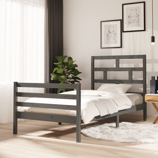 Berkfield Bed Frame Grey Solid Wood Pine 100x200 cm