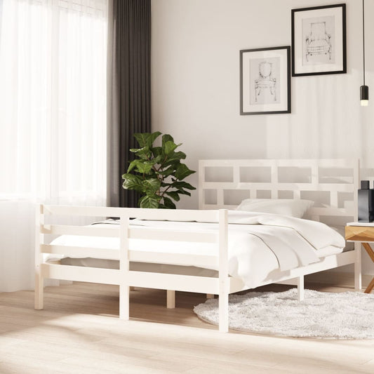 Berkfield Bed Frame White Solid Wood Pine 140x200 cm