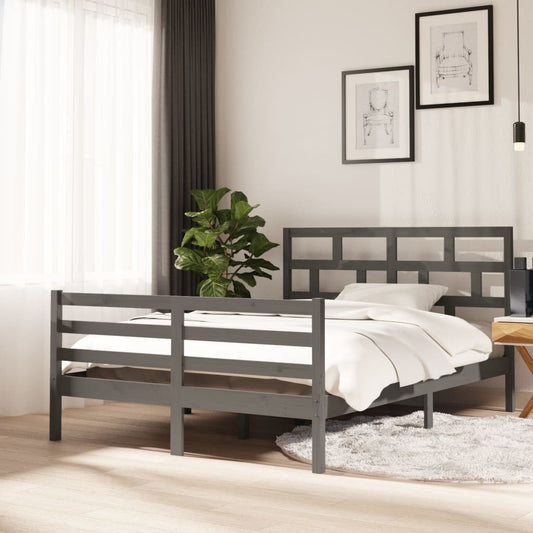 Berkfield Bed Frame Grey Solid Wood Pine 140x200 cm