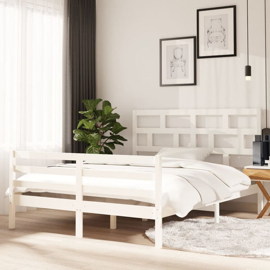 Berkfield Bed Frame White Solid Wood 150x200 cm King Size