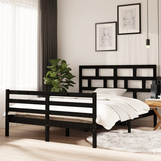 Berkfield Bed Frame Black Solid Wood 150x200 cm King Size