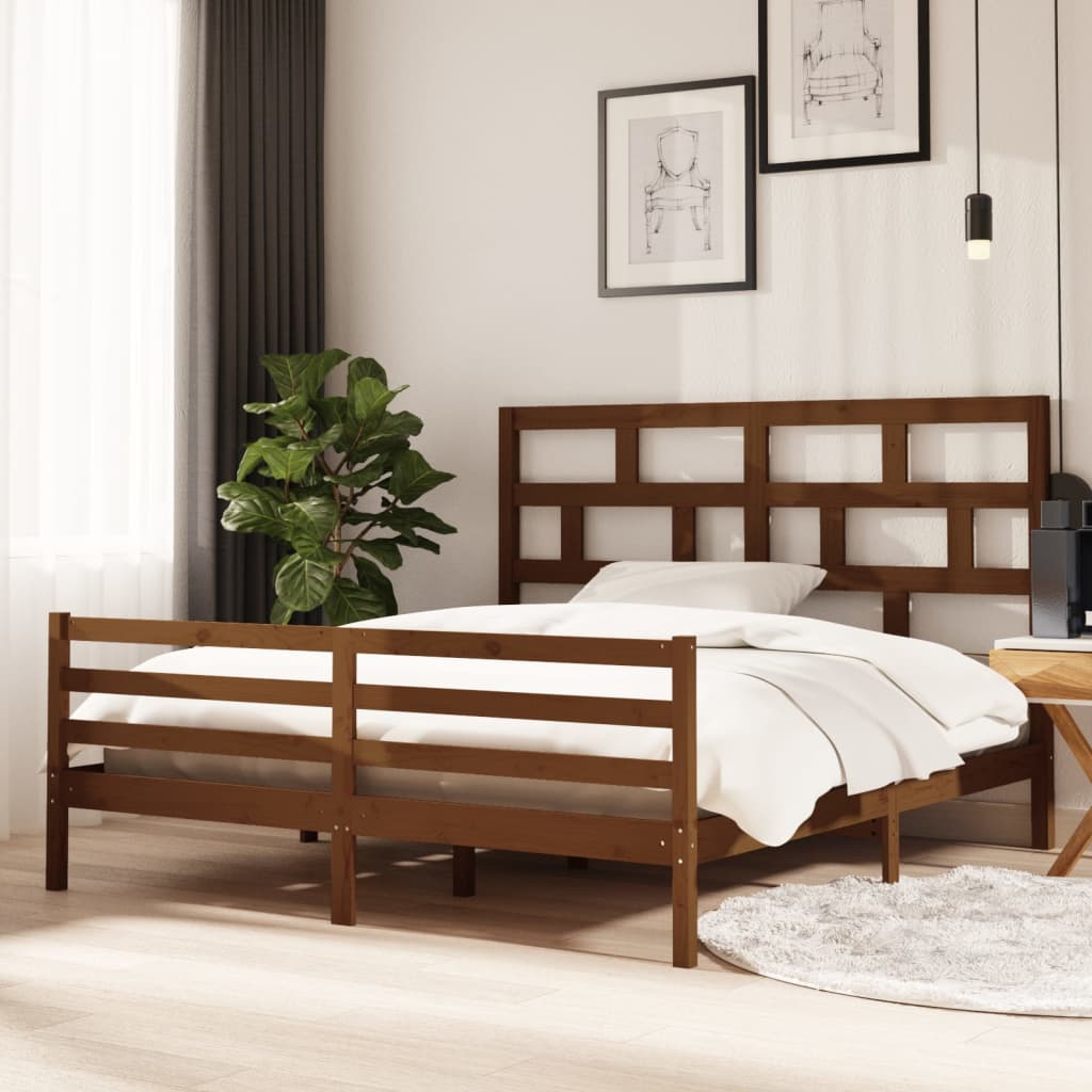 Berkfield Bed Frame Honey Brown Solid Wood 180x200 cm Super King Size