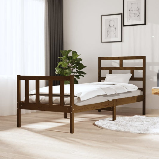 Berkfield Bed Frame Honey Brown Solid Wood Pine 75x190 cm Small Single