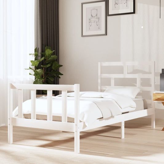 Berkfield Bed Frame White Solid Wood Pine 90x190 cm Single
