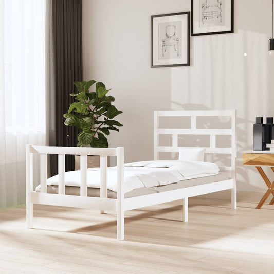 Berkfield Bed Frame White Solid Wood Pine 100x200 cm
