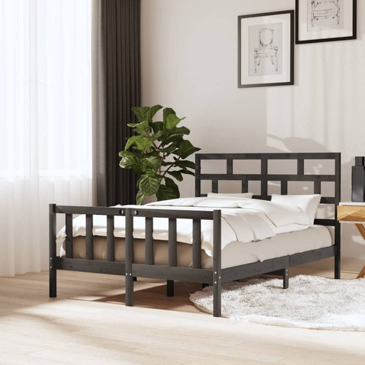 Berkfield Bed Frame Grey Solid Wood Pine 120x200 cm