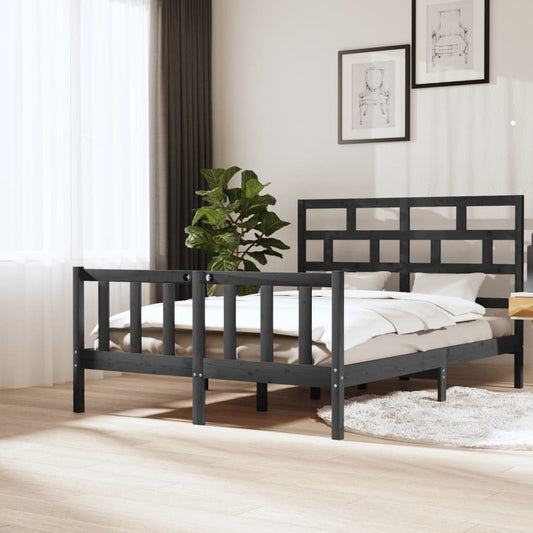 Berkfield Bed Frame Grey Solid Wood Pine 160x200 cm