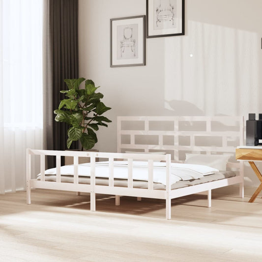 Berkfield Bed Frame White Solid Wood Pine 180x200 cm Super King Size