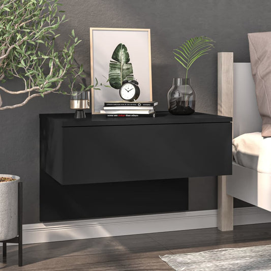 Berkfield Wall-mounted Bedside Cabinet Black