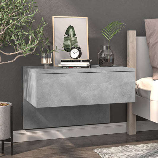 Berkfield Wall-mounted Bedside Cabinet Concrete Grey
