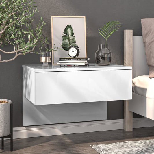 Berkfield Wall-mounted Bedside Cabinet High Gloss White