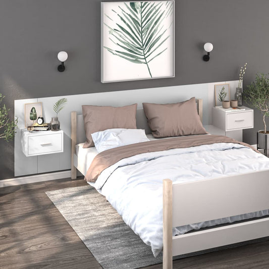 Berkfield Wall-mounted Bedside Cabinets 2 pcs White