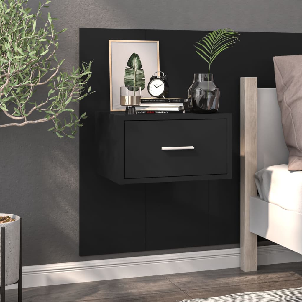 Berkfield Wall-mounted Bedside Cabinet Black