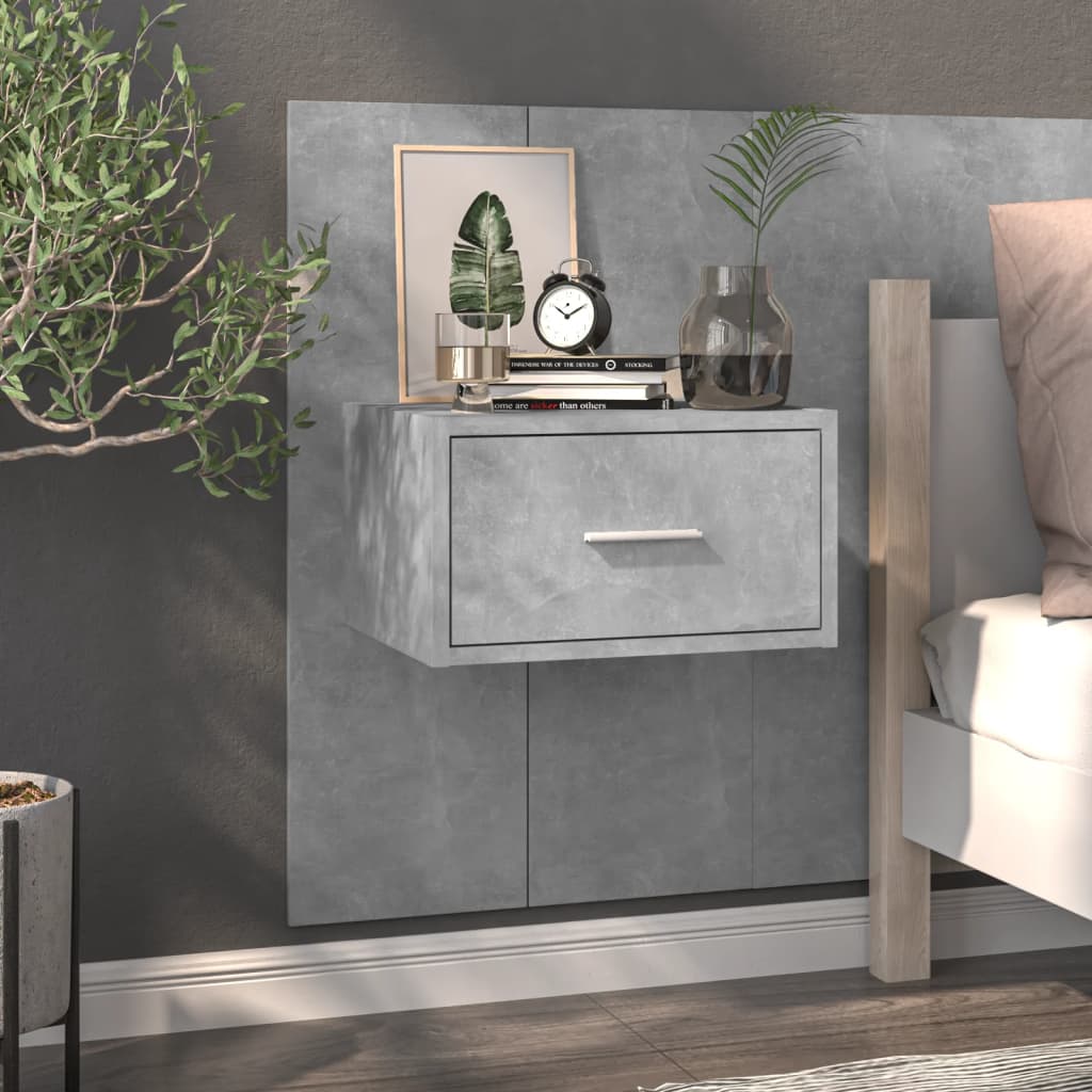 Berkfield Wall-mounted Bedside Cabinet Concrete Grey