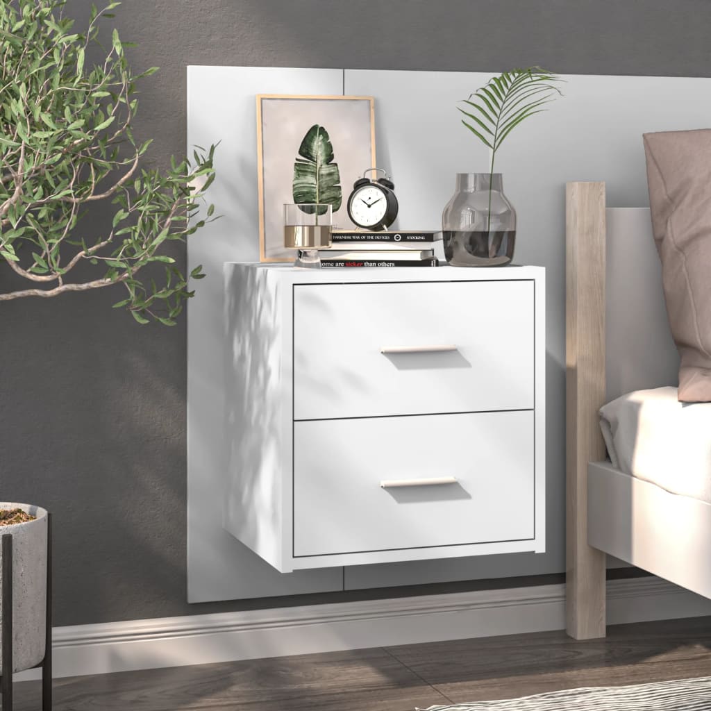 Berkfield Wall-mounted Bedside Cabinet White