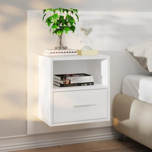 Berkfield Wall-mounted Bedside Cabinet White