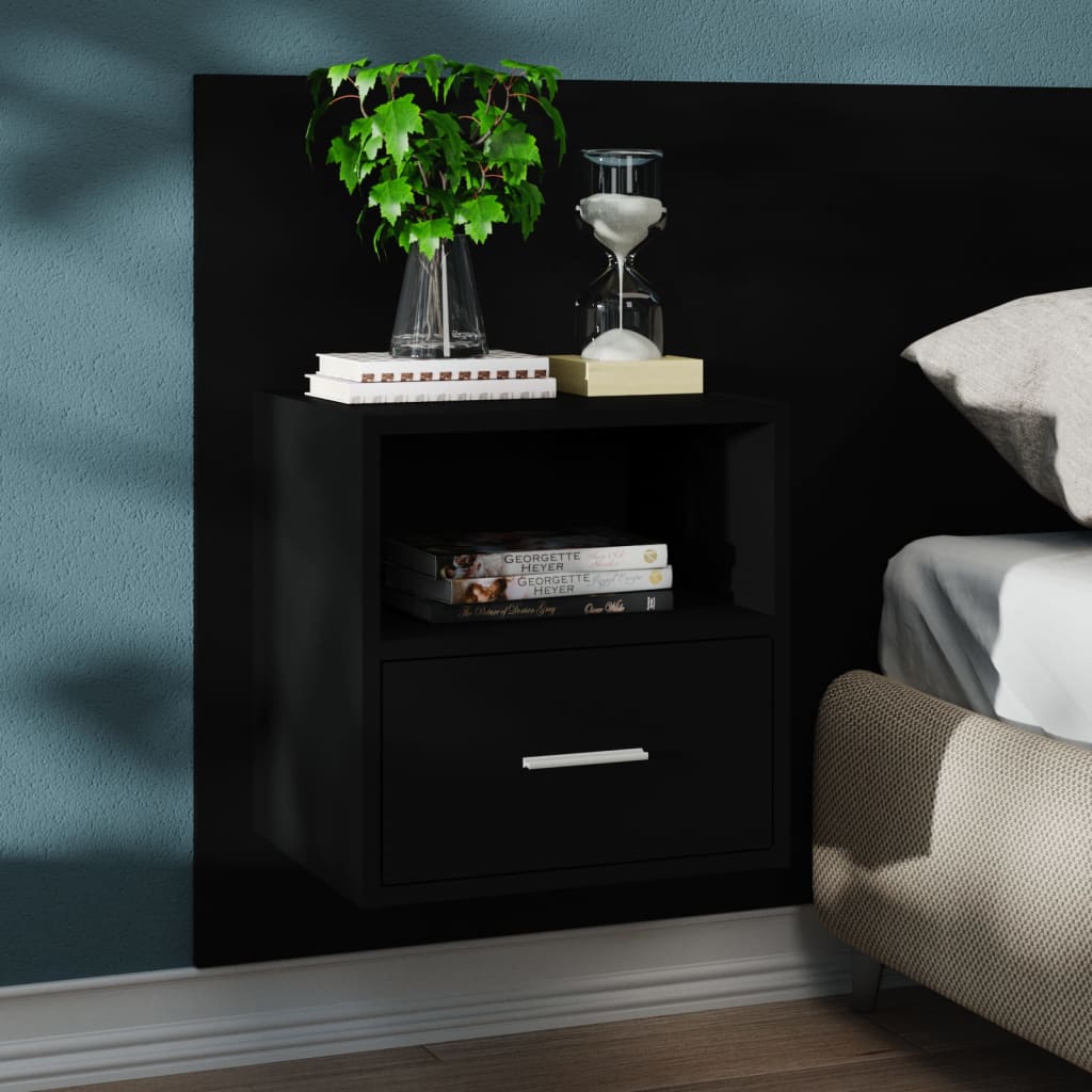Berkfield Wall-mounted Bedside Cabinet Black