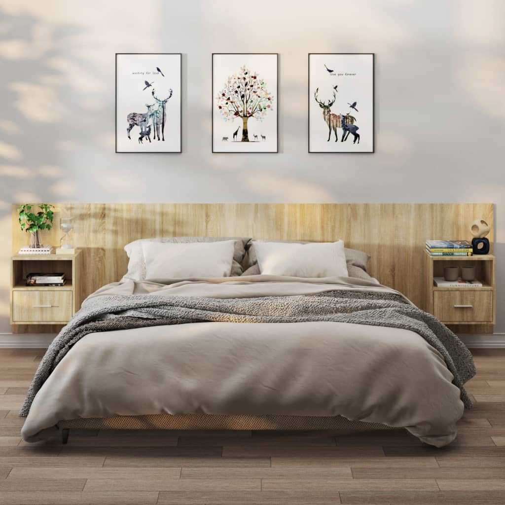 Berkfield Wall-mounted Bedside Cabinets 2 pcs Sonoma Oak