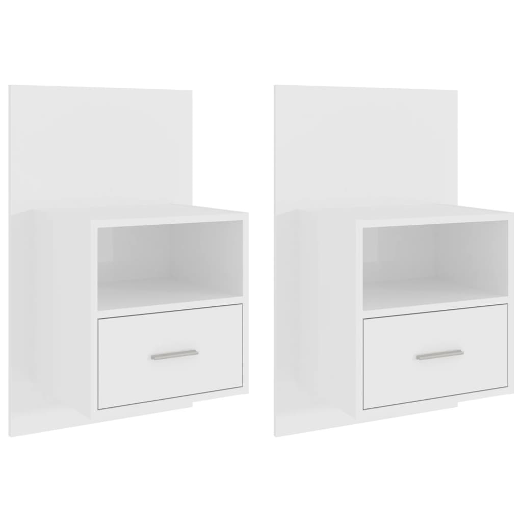 Berkfield Wall-mounted Bedside Cabinets 2 pcs High Gloss White