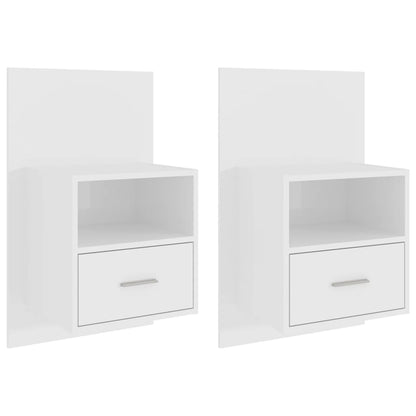 Berkfield Wall-mounted Bedside Cabinets 2 pcs High Gloss White