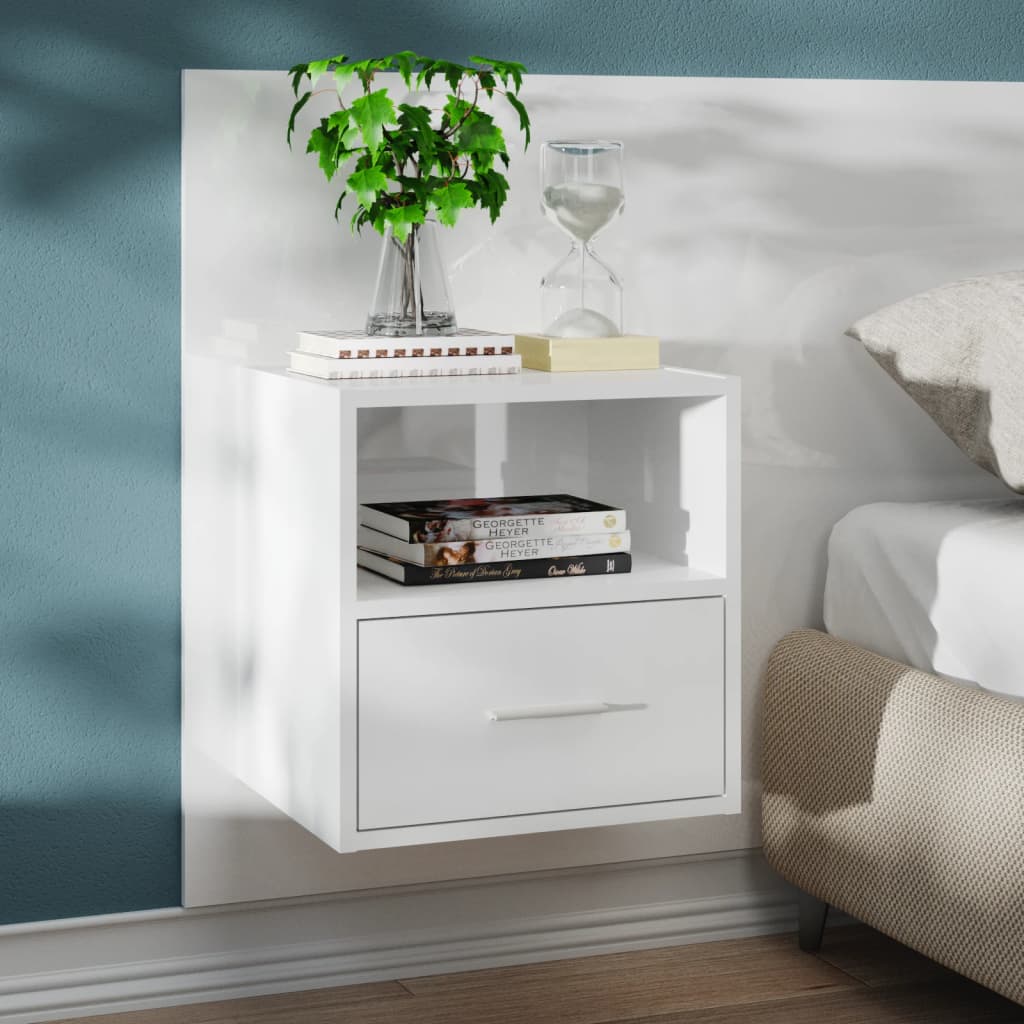 Berkfield Wall-mounted Bedside Cabinets 2 pcs High Gloss White