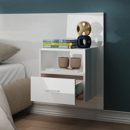 Berkfield Wall-mounted Bedside Cabinets 2 pcs High Gloss White