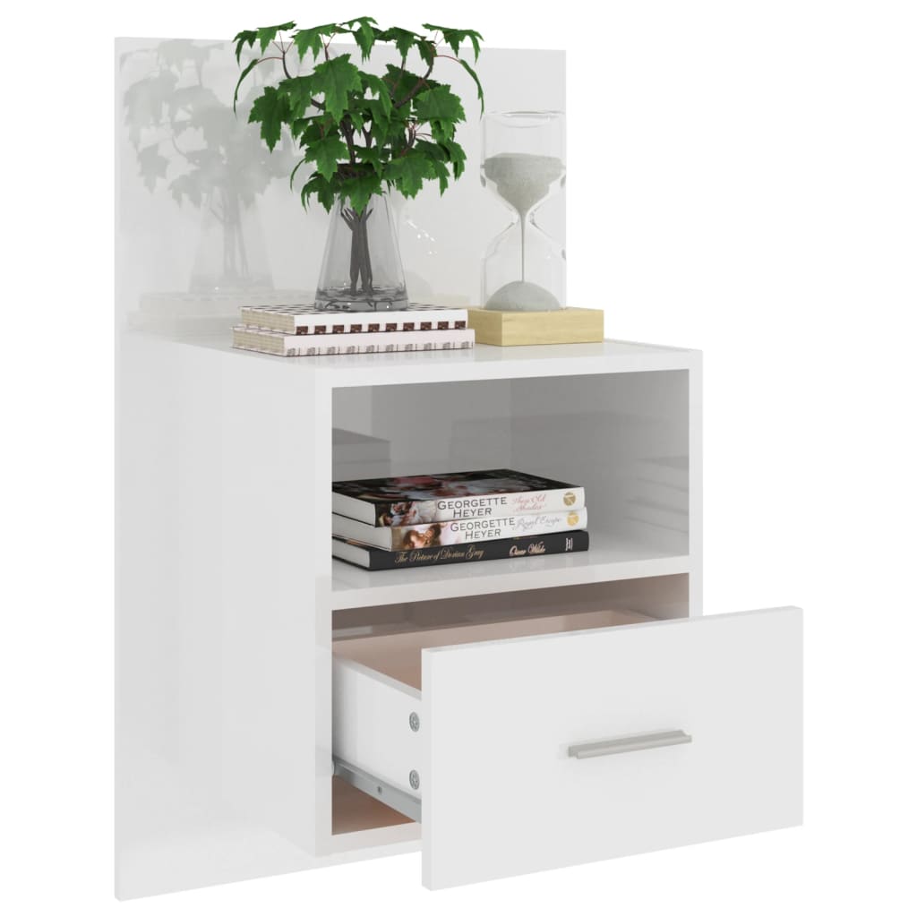 Berkfield Wall-mounted Bedside Cabinets 2 pcs High Gloss White