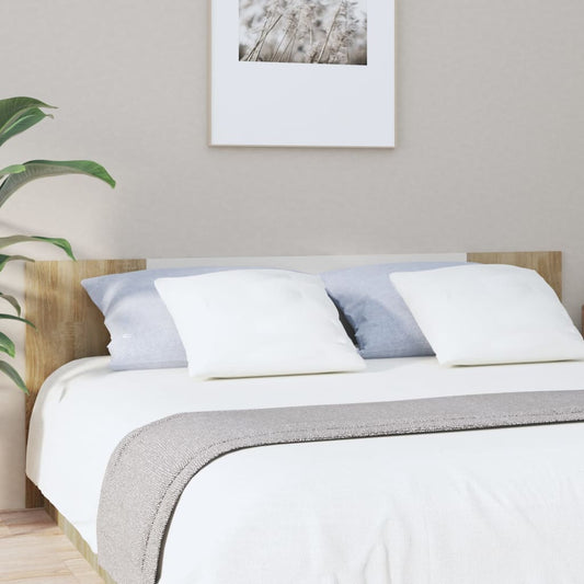 Berkfield Bed Headboard White and Sonoma Oak 200x1.5x80cm Engineered Wood