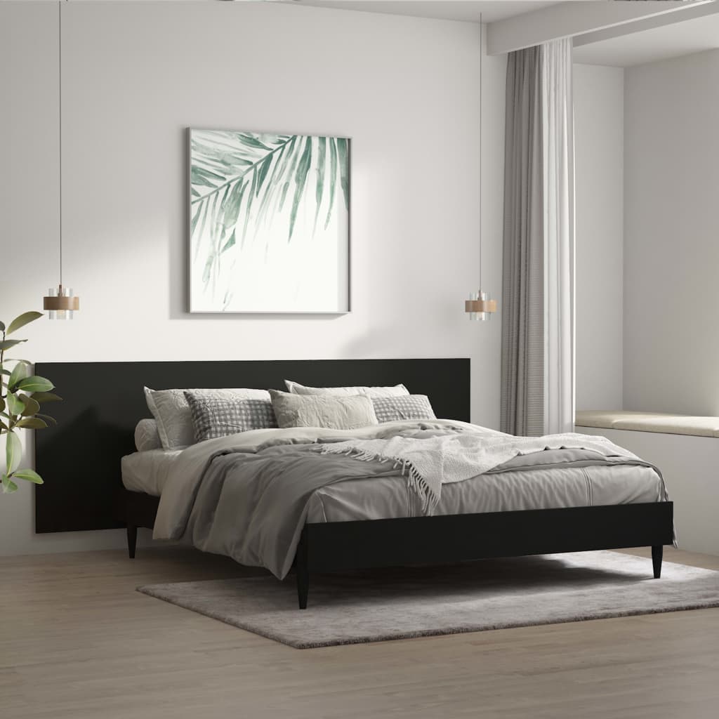 Berkfield Wall Headboard Black 240x1.5x80 cm Engineered Wood