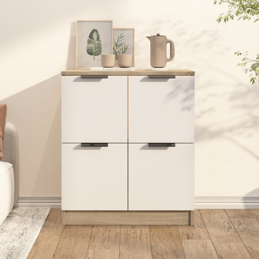 Berkfield Sideboard White and Sonoma Oak 60x30x70 cm Engineered Wood
