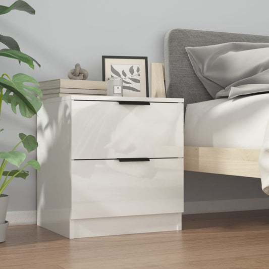 Berkfield Bedside Cabinet High Gloss White Engineered Wood