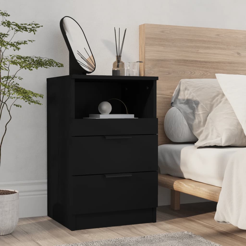 Berkfield Bedside Cabinet Black Engineered Wood