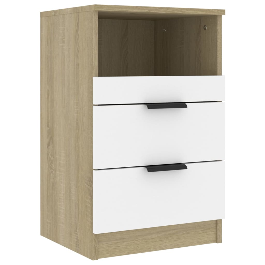 Berkfield Bedside Cabinet White and Sonoma Oak Engineered Wood