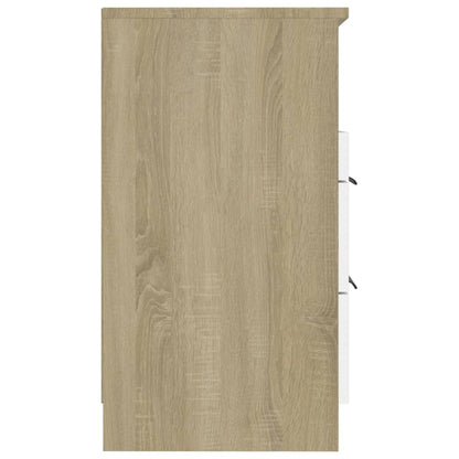 Berkfield Bedside Cabinet White and Sonoma Oak Engineered Wood