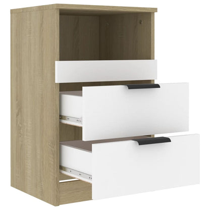 Berkfield Bedside Cabinet White and Sonoma Oak Engineered Wood