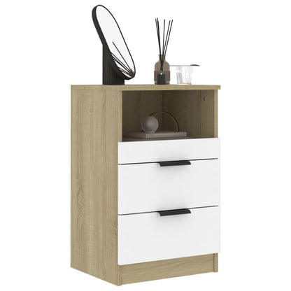 Berkfield Bedside Cabinet White and Sonoma Oak Engineered Wood