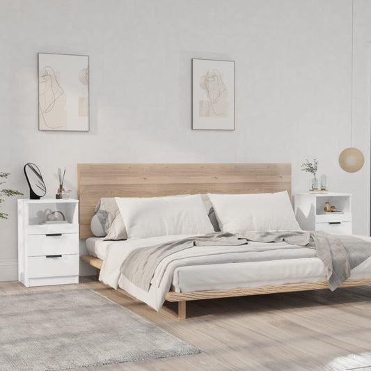 Berkfield Bedside Cabinets 2 pcs High Gloss White Engineered Wood