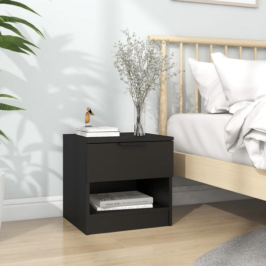 Berkfield Bedside Cabinet Black Engineered Wood