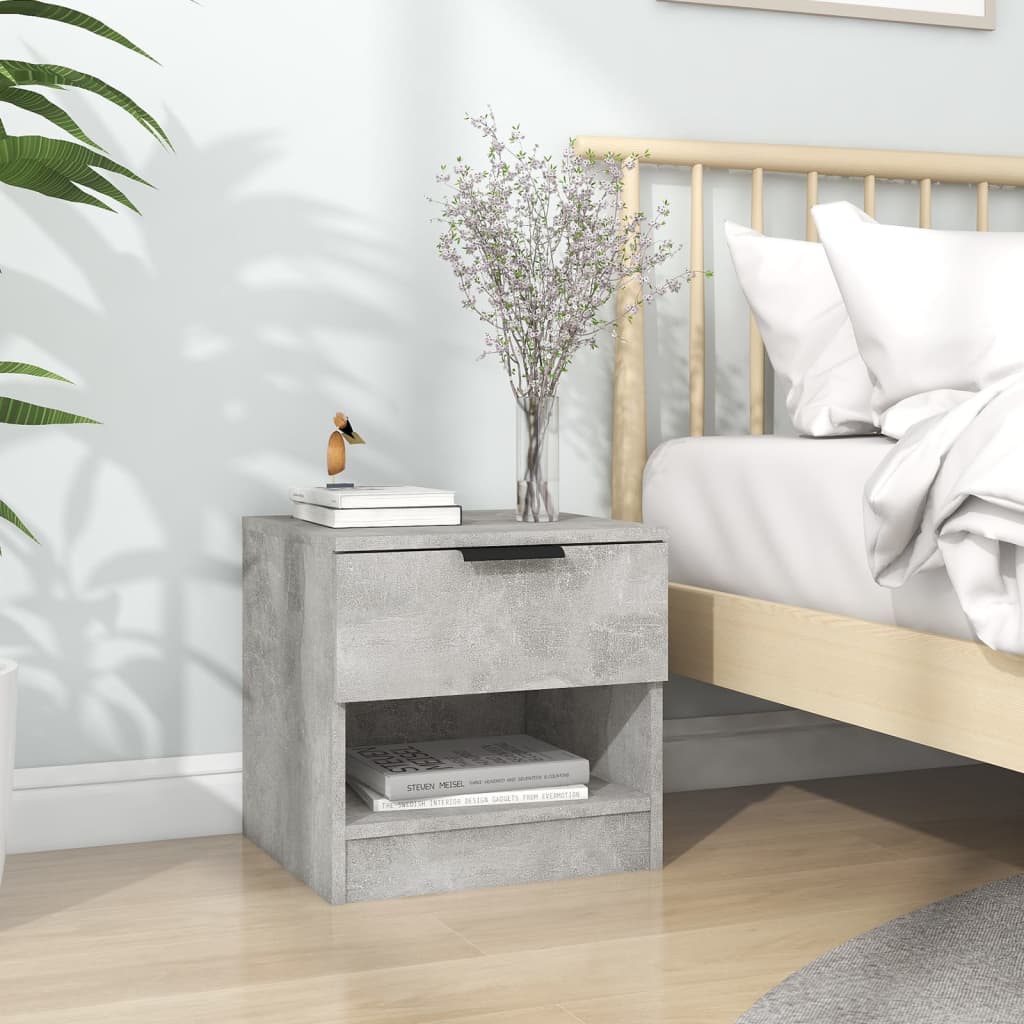 Berkfield Bedside Cabinet Concrete Grey Engineered Wood