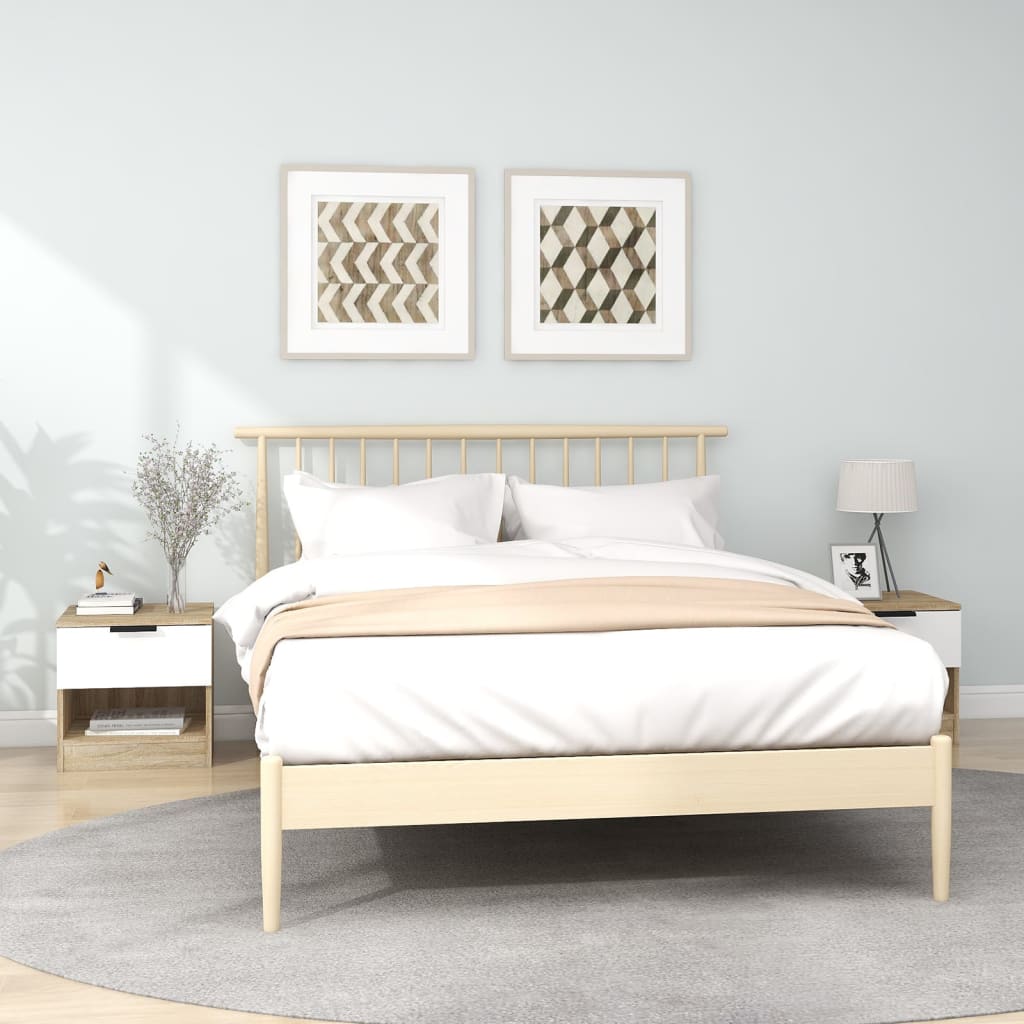 Berkfield Bedside Cabinets 2 pcs White and Sonoma Oak Engineered Wood