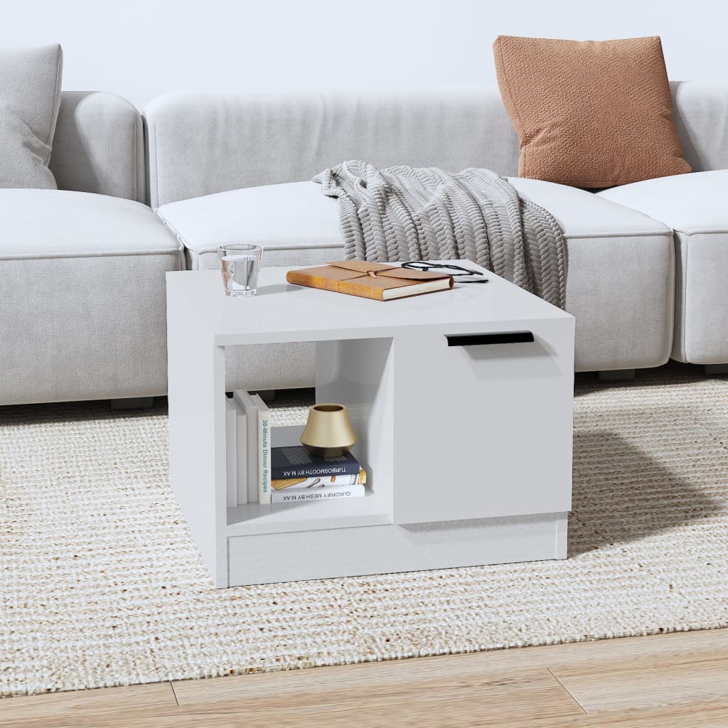 Berkfield Coffee Table High Gloss White 50x50x36 cm Engineered Wood