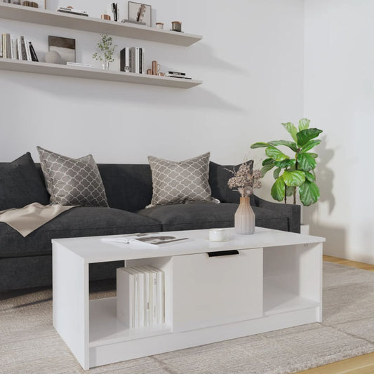 Berkfield Coffee Table High Gloss White 102x50x36 cm Engineered Wood