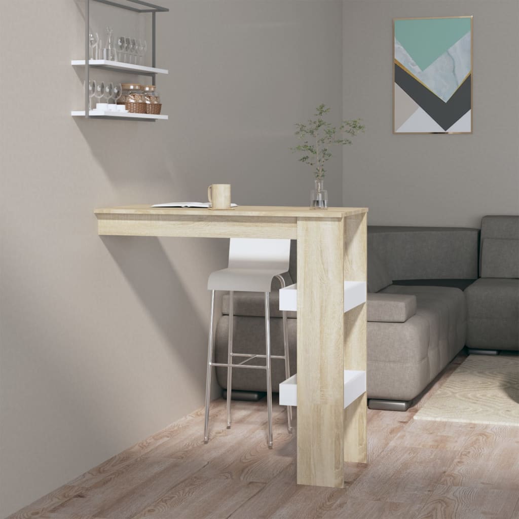 Berkfield Wall Bar Table White&Sonoma Oak 102x45x103.5 cm Engineered Wood