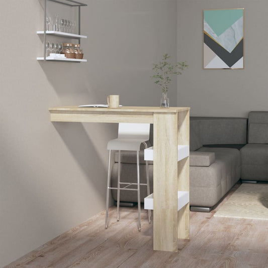 Berkfield Wall Bar Table White&Sonoma Oak 102x45x103.5 cm Engineered Wood