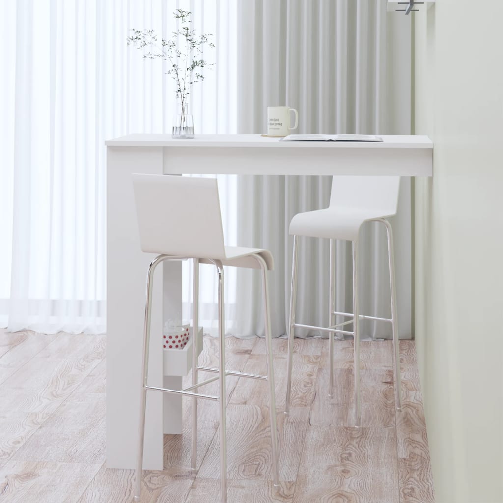 Berkfield Wall Bar Table High Gloss White 102x45x103.5 cm Engineered Wood