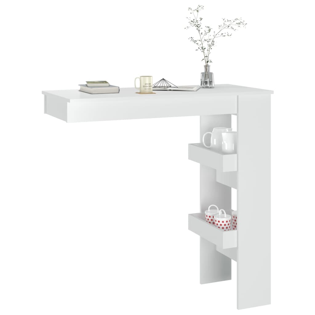 Berkfield Wall Bar Table High Gloss White 102x45x103.5 cm Engineered Wood