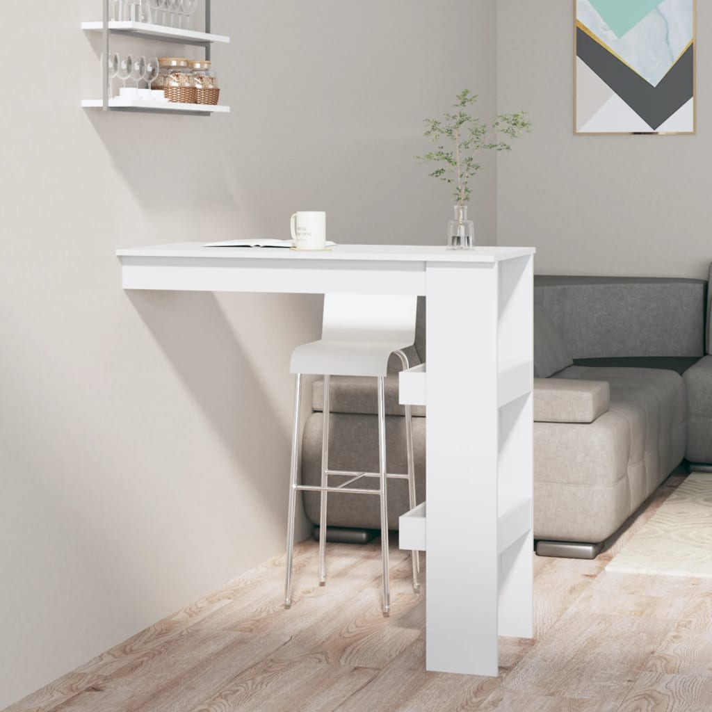 Berkfield Wall Bar Table High Gloss White 102x45x103.5 cm Engineered Wood