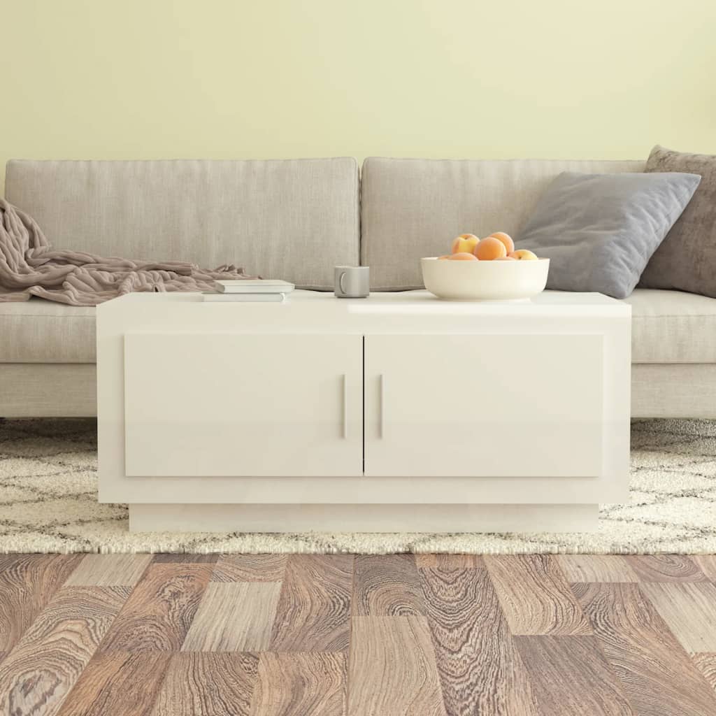 Berkfield Coffee Table High Gloss White 102x50x45 cm Engineered Wood