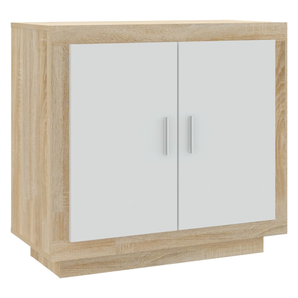 Berkfield Sideboard White and Sonoma Oak 80x40x75 cm Engineered Wood